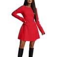 thumbnail image 2 of Gytharion Women's Fitted Waist Fit and Flare Dresses Long Sleeve Comfortable Versatile A-Line Dresses Flared Skirt Stylish Casual Style Mini Dresses, 2 of 5