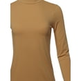 thumbnail image 4 of A2Y Women's Basic Solid Soft Cotton Long Sleeve Mock Neck Top Shirts Coffee 1XL, 4 of 5