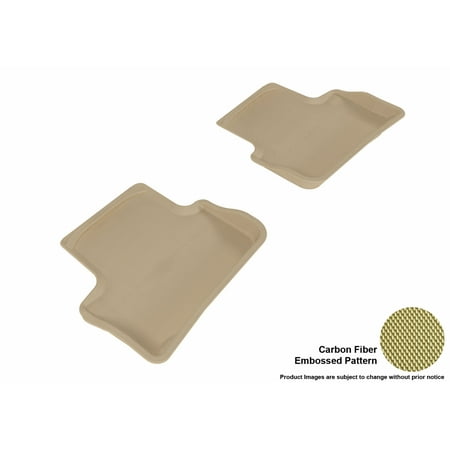 Cobalt Carbon Fiber Hoods - 3D MAXpider Stylish Custom Fit All Weather Floor Mats for 2005-2010 Chevrolet Cobalt Second Row in Tan with Carbon Fiber Look