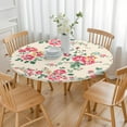 thumbnail image 3 of Round Fitted Tablecloth with Elastic Edges Fits 36"-44" Round Tables Pioneer Colorful Floral Waterproof Table Cover Washable Indoor and Outdoor for Party Kitchen Dinner Banquet Patio Picnic, 3 of 7