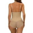 thumbnail image 3 of INSPIRE CHIC Women's Adjustable Straps Mesh Leotard Jumpsuit Tummy Control Bodysuit Shapewear with Bra L Beige, 3 of 5