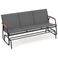thumbnail image 2 of Costway Patio Glider Bench for 3, Swing Gliding Long Seat with Curved Teak Armrests Gray, 2 of 10