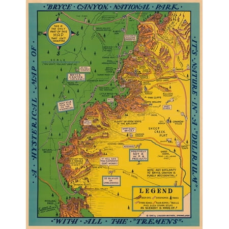 1940 A Hysterical Map of Bryce Canyon National Park.