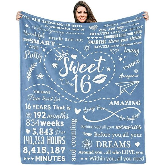 16th Birthday Gifts for Girls, Best Sweet 16 Gifts for 16 Year Old Girls from Parents or Friends, 16 Year Old Birthday Decorations for Sixteen Teenager Girl Blanket 50"X 60"
