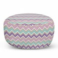 thumbnail image 1 of Chevron Pouf Cover with Zipper, Contemporary Pattern with Zigzag Lines in Pastel Tones, Soft Decorative Fabric Unstuffed Case, 30" W X 17.3" L, Multicolor, by Ambesonne, 1 of 5