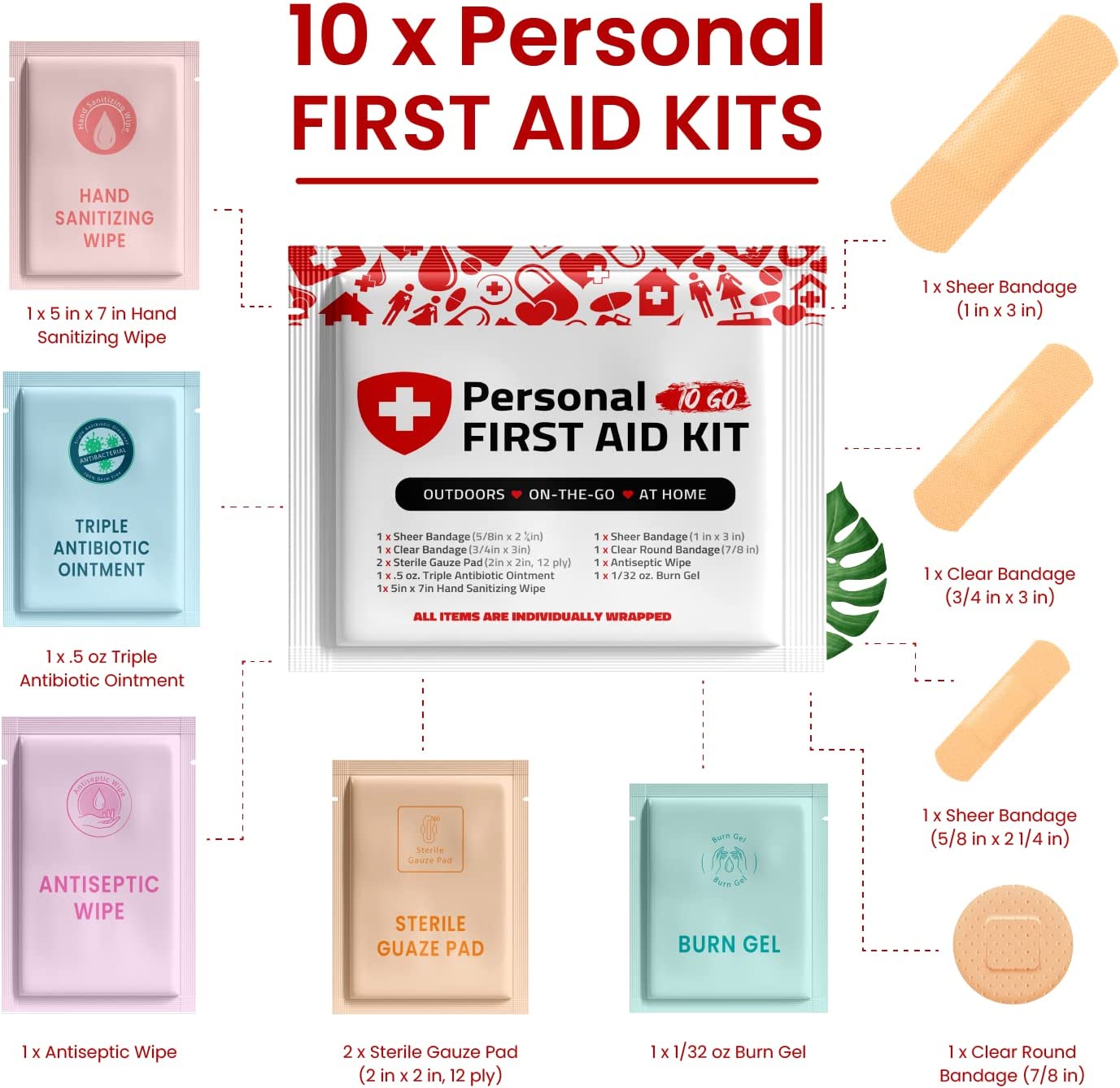 5 Pack - Portable Travel Size First Aid Kit - Assorted