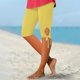 thumbnail image 2 of Ploknplq Leggings for Women,Yoga Pants Women,High Waisted Leggings for Women,Bow Yoga Pants Lightweight Pajama Pants Leggings,Plus Size Workout Leggings,Butt Lifting Leggings for Women Yellow 1 2XL, 2 of 5