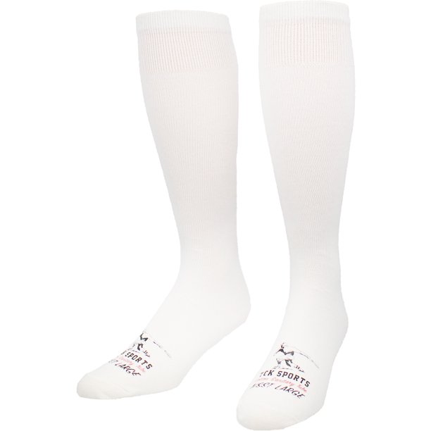 TCK Flat Knit Sanitary Liner Baseball Socks (Large, White) White