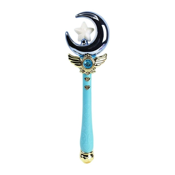 Varitas de princesa para niñas con luz y música, accesorios de disfraz para juegos de rol Luna azul