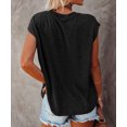 thumbnail image 3 of Women's Black Pocketed Tee with Side Slits, 3 of 8