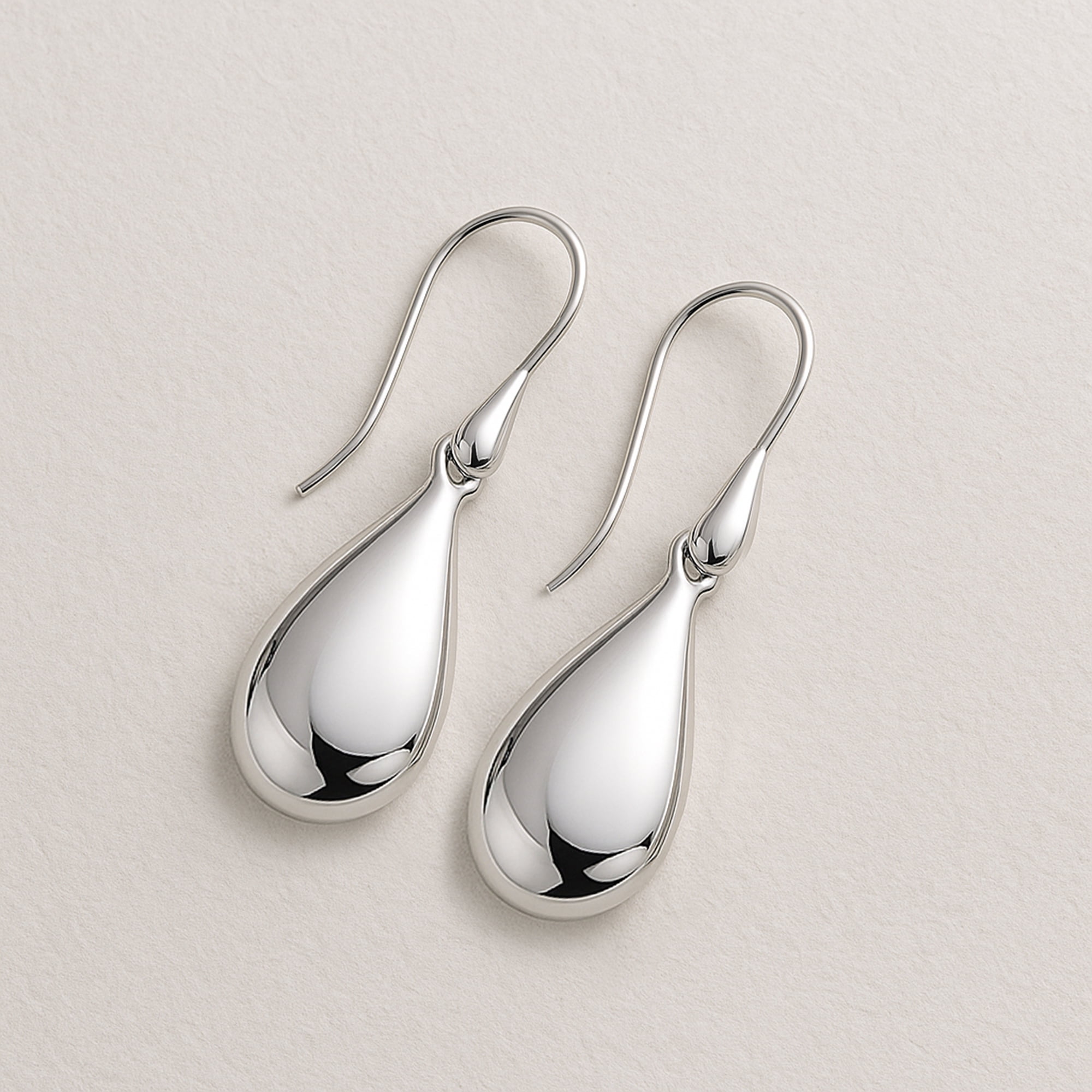 Vintage Boho Chic Teardrop .925 Sterling Silver Dangle Earrings
