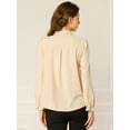 thumbnail image 4 of Blusa de Chifón Allegra K con Cuello Levantado y Volantes de Manga Larga Albaricoque M, 4 of 6