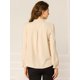 thumbnail image 4 of Blusa de Chifón Allegra K Cuello Levantado Volantes Manga Larga Cierre Botones Oficina Trabajo Mujer Albaricoque L, 4 of 6