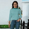 thumbnail image 6 of 3/4 Sleeve T Shirts for Women Mock Neck Womens Blouses Breathable Slim Fit Striped Soft Fabric Womens Summer Tops Casual, 6 of 7