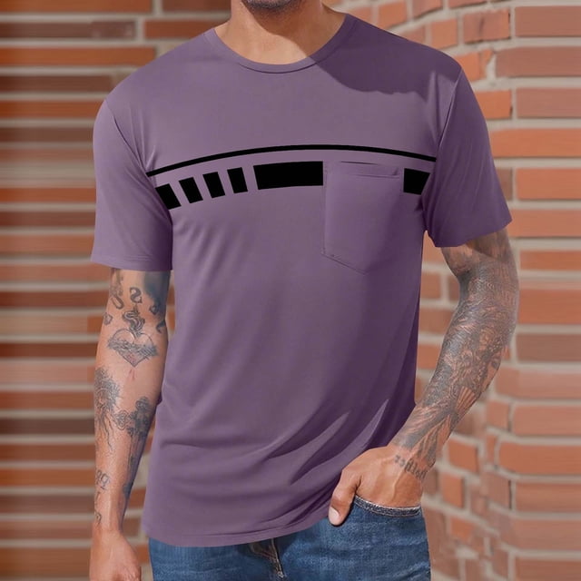Tops para hombre, blusas y camisas de manga corta con cuello redondo para hombre, camisetas casuales estampadas con bolsillo para hombre, blusas de manga corta con cuello redondo, blusa para hombre, b