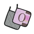 thumbnail image 2 of Letter O Initial Monogram - Pink Stripes Pair of Pot Holders, 2 of 2