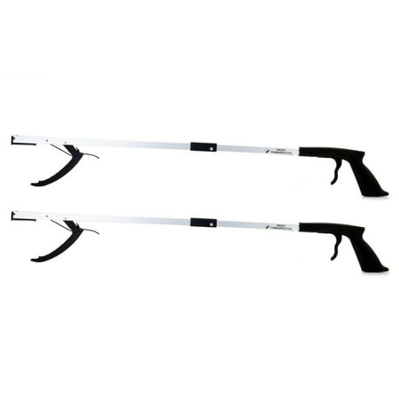Medic Therapeutics 2-Pack Extra Long Reacher Grab Tool w/ Magnetic Ti. Lightweight with a strong grip and easy attachment to canes  walkers  and wheelchairs.