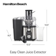 Hamilton Beach Easy Clean Juicer Machine, 800 W 2-Speed 16 oz Fruit and Vegetable Juice Extractor, Easy Cleaning and 3 Big Mouth Chute, Black