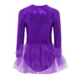 thumbnail image 6 of TSSOE Kids Girls Magician Outfit Long Sleeve Sequin Bodysuit Tulle Skirted Dress Jazz Dance Outfit With Hat Purple 8, 6 of 7
