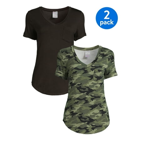 No Boundaries Short Sleeve Pullover Camouflage T-Shirt (Junior's) 2 Pack