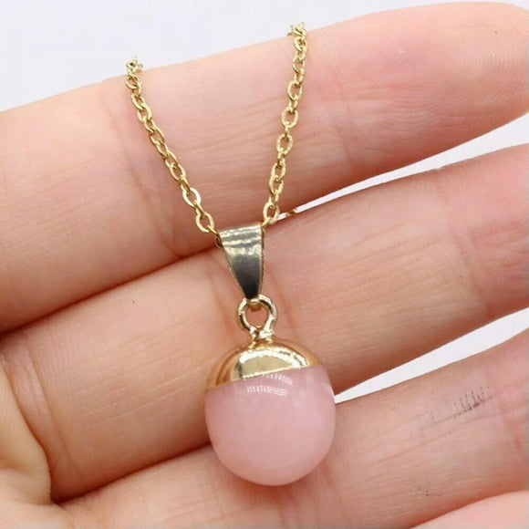 HOOUN 10pcs Pink Crystal Pendant Necklace Stainless Necklace Jewelry