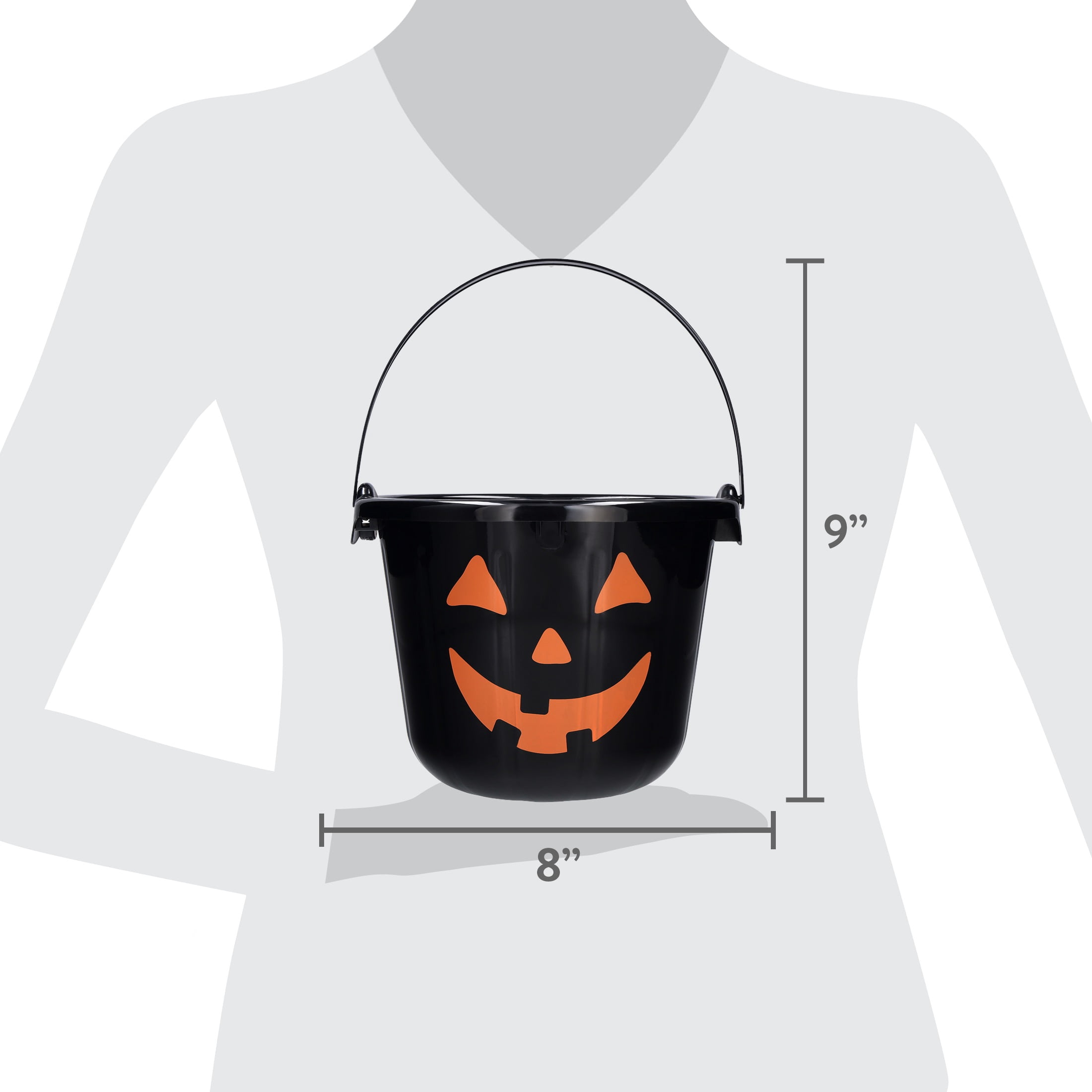 Light-Up Jack-o'-Lantern Trick-or-Treat Bucket, Black, 6.5", Halloween by Way To Celebrate
