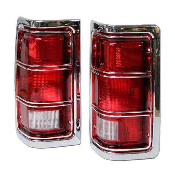 New Chrome Trim Tail Light Pair / For 81-93 Dodge Ram Truck Ramcharger Taillamp