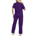 thumbnail image 4 of Fgvctg Womens Scrub Sets Plus Size Scrub Joggers Stretchy V Neck Yoga Scrub Pants and Tops Medical Scrub Sets Nursing Scrubs with Pockets Dark Purple XL, 4 of 5