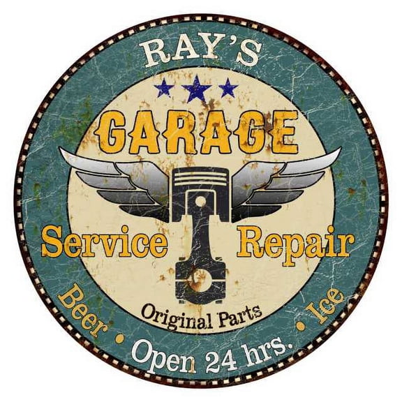 RAY'S Garage 12" Round Metal Sign Man Cave Home Wall Décor 200120027025