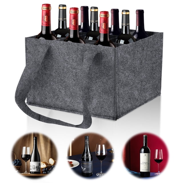 Portabotellas de vino de fieltro Yuarrent Gris 9 ranuras