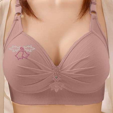 YEJIMAN Bras for Women Full Coverage Wireless Bras No Underwire Supportive Comfy Bra Plus Size Padded Bras  Pink Long Underwear Women  Nylon Womens Underwear Cotton