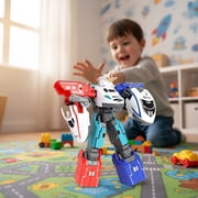 Three-in-One Transforming Robot Train Set High-Speed Rail Toy with Combination Feature Red Blue Color Scheme for 5-8 Years Action Play