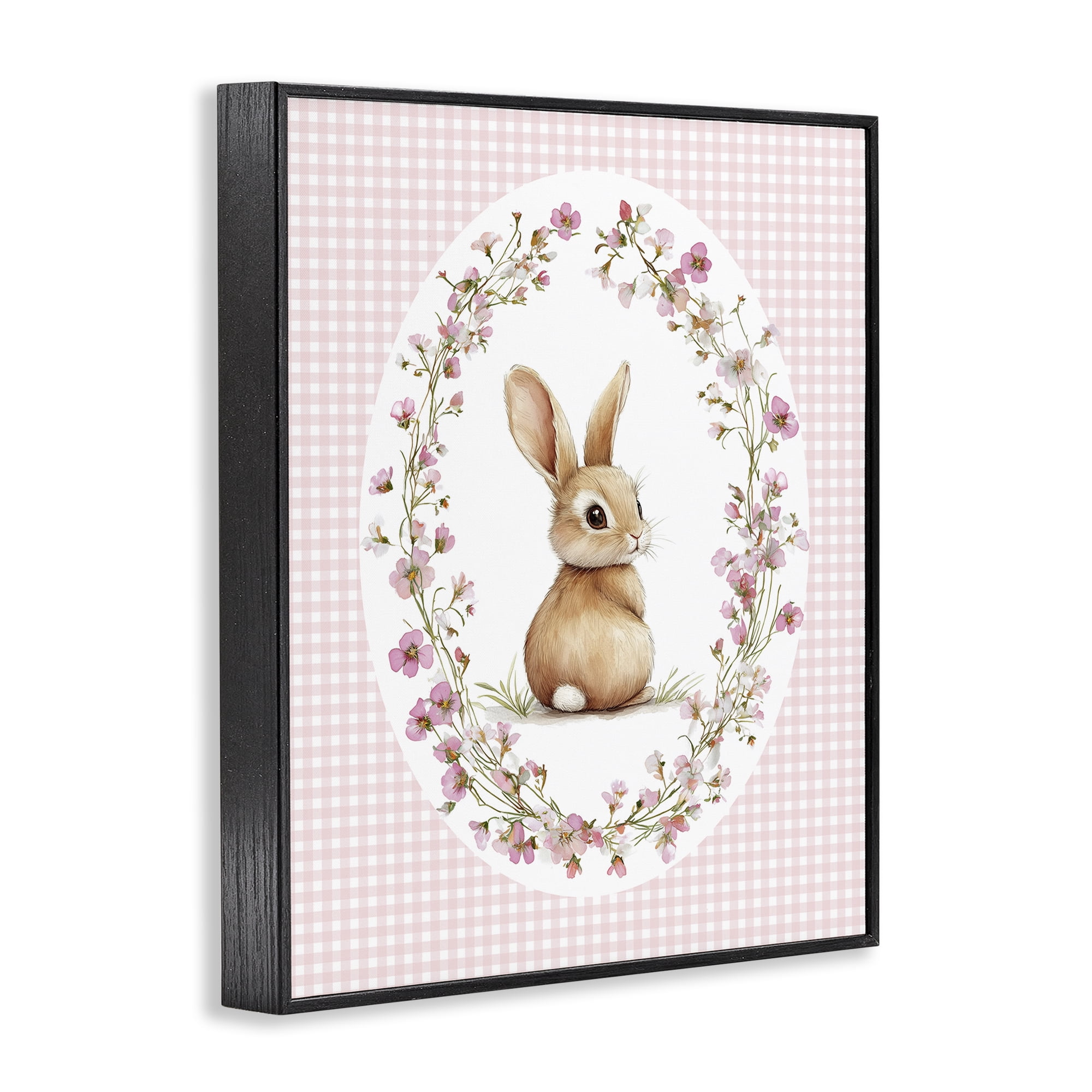 Stupell Industries Spring Gingham Rabbit Black Framed Giclee Art, design by Christine Simpson Art