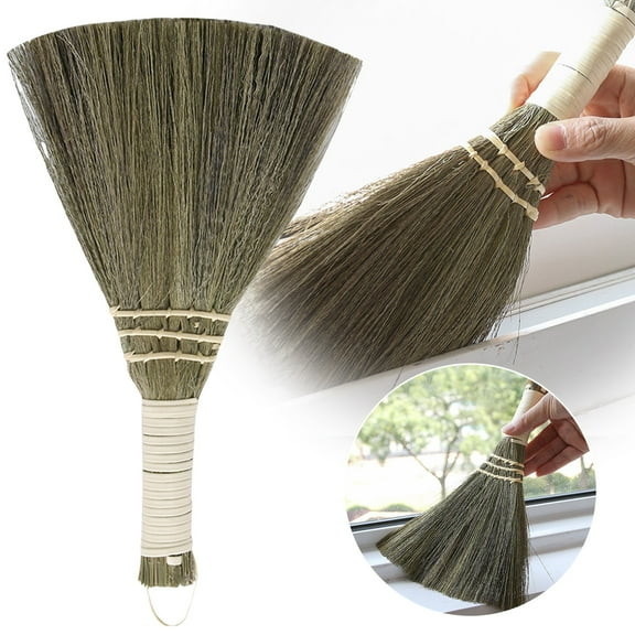 Noothes Corn Broom Natural Straw Broom Vintage Style Household Broom With Ergonomic Wood Handle For Indoor Outdoor Sweeping Garage Kitchen