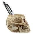 thumbnail image 4 of Ebros Gift Day Of The Dead Celtic Tribal Tattoo Skull Pen Holder Figurine 4.5"L Office Desktop Ossuary Skull Head Stationery Holder, 4 of 5