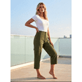 thumbnail image 2 of FAIOROI Cargo Capris for Womens High Waist Cropped Pants Back Elastic Waist Casual Outfits,Army Green 3XL, 2 of 5