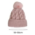 thumbnail image 6 of Guiexla Women Winter Hat Knitted Thick Solid Color Plush Ball Soft Windproof Heatn Retention Twisted Texture Elastic No Brim Unisex Outdoor Beanie, 6 of 8