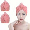 thumbnail image 1 of Toalla para el cabello, 2 toallas para secar el cabello, turbante de toalla para el cabello de microfibra súper absorbente con diseño de botones, seque el cabello rápidamente para mujeres (2 piezas),, 1 of 5