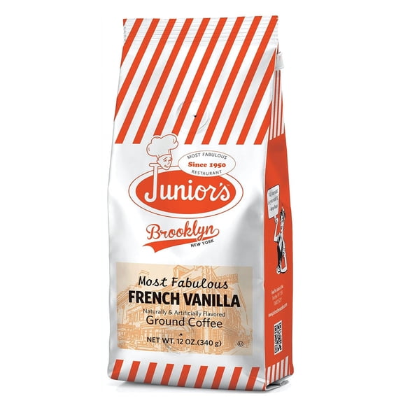 Junior's Bakery Coffee, French Vanilla Flavored Medium Roast Ground Coffee - 12 Ounce