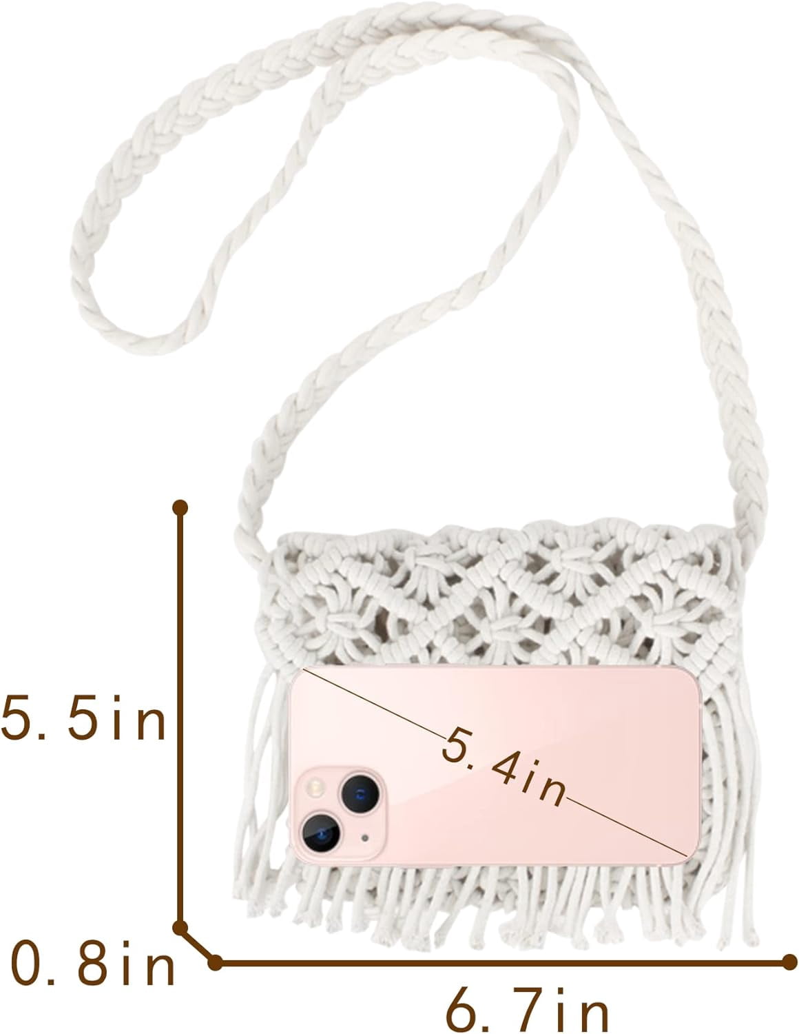 Women Small Cotton Crochet Cross-body Bag Bohemian Shoulder Bag Purse