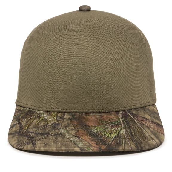 Outdoor Cap Camo Brim Baseball Hat – High Profile Structured Hunting Cap, Adjustable Snapback, One Size, Green