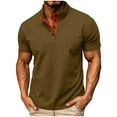 thumbnail image 6 of HomeDM Henley Shirts for Men, Classic Button Collar Basic Solid Color Short Sleeve T-Shirt, S-5XL, 6 of 9