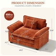 thumbnail image 5 of WACASA Modern Accent Chair and a Half, 49.5'' W Oversized Chairs in Living Room, Chenille Comfy Reading Chair, Armchair with Wide Armrests, Terracotta, 5 of 9