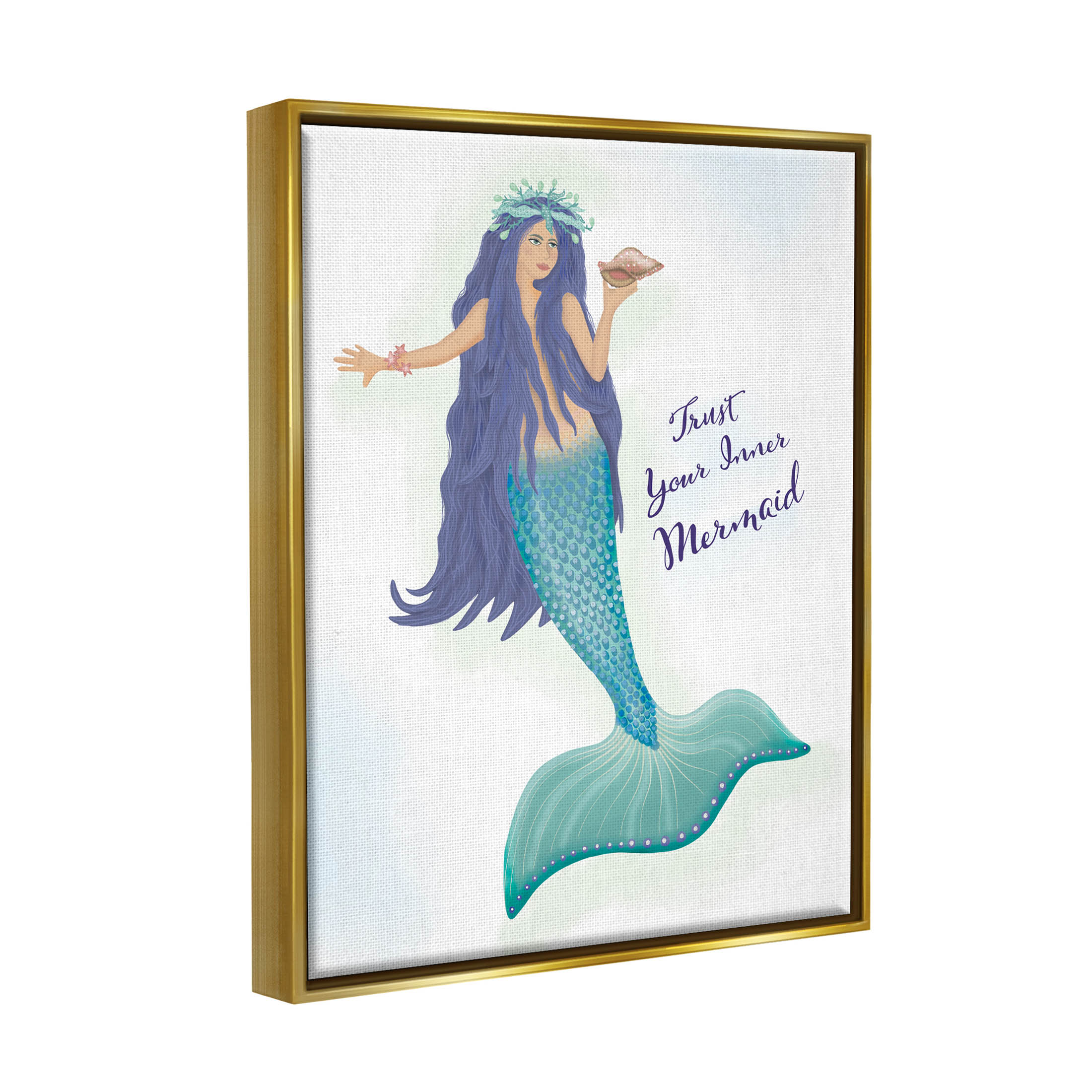 Trust Your Inner Mermaid Phrase Fairy Tales & Fantasy Graphic Art Metallic Gold Framed Art Print Wall Art