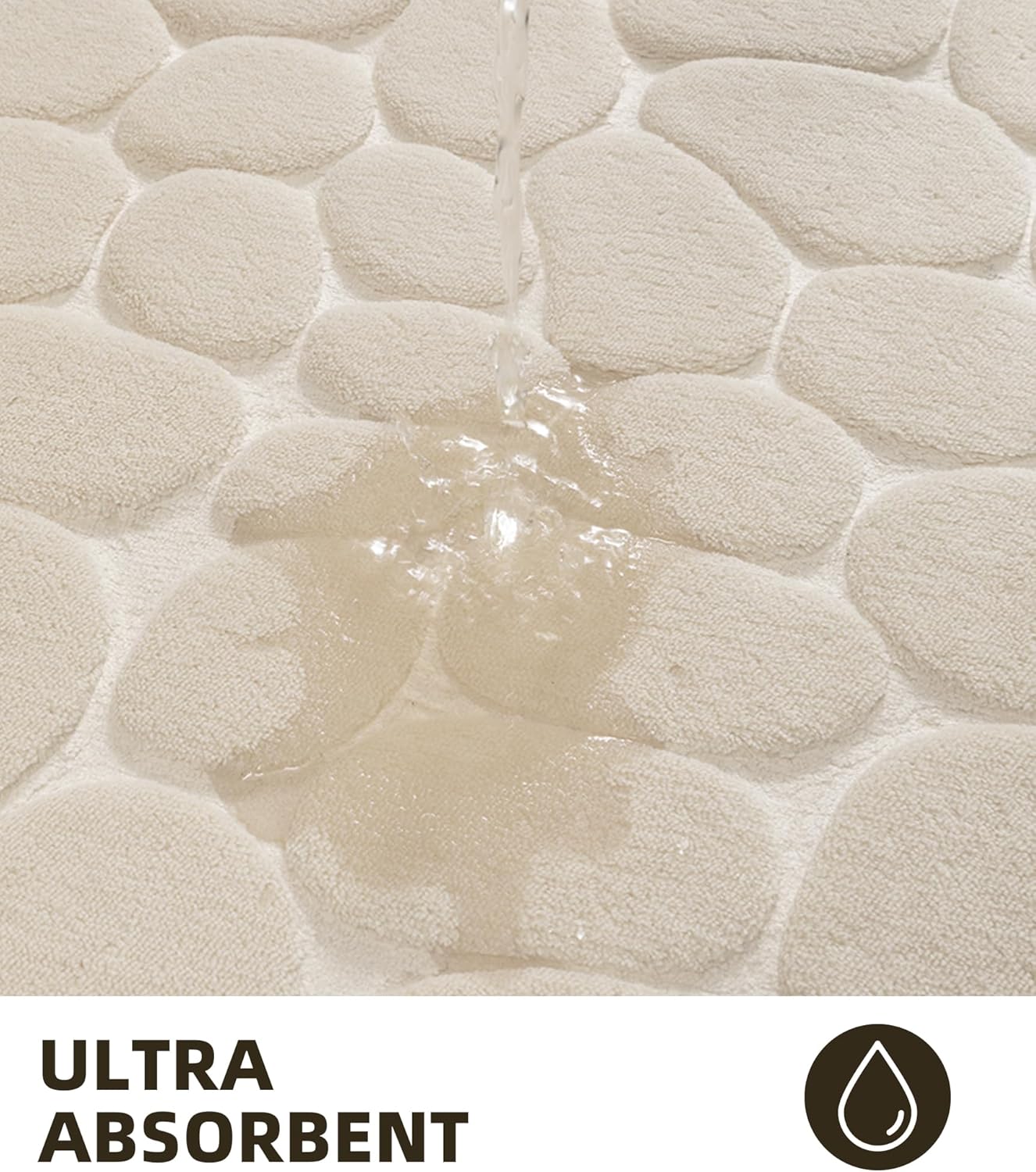 Memory Foam Bath Mat – Super Soft Absorbent Bathroom Rug, Non-Slip Quick Dry Floor Mat, Cobblestone Design, Washable Bath Mat for Bathroom, Bedroom, Toilet