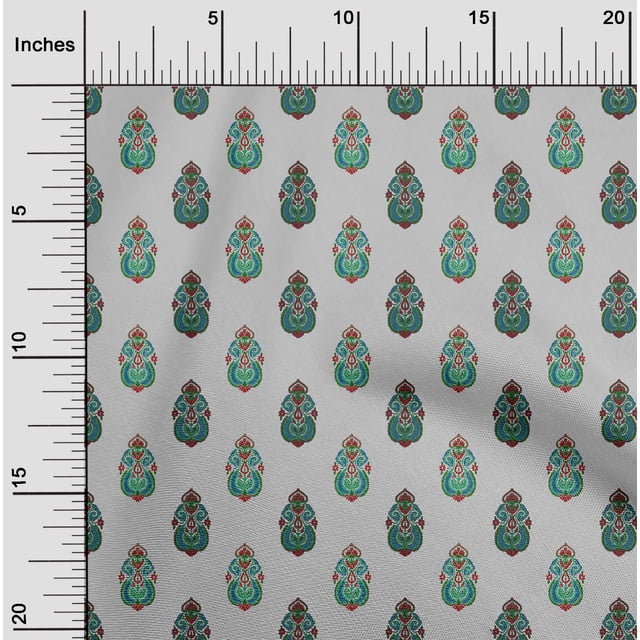 oneOone Polyester Lycra Light Gray Fabric Floral & Paisley Block Sewing Craft Projects Fabric Prints By Yard 56 Inch Wide