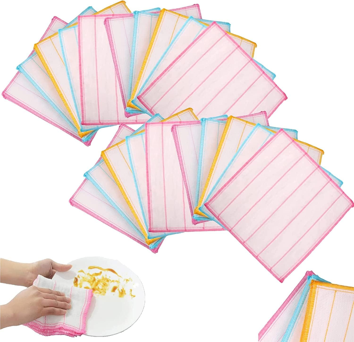 PinesC Wood Fiber Cleaning Cloths Microfiber Cleaning Wipes Microfiber Cleaning Wipes Streak Free Reusable 20pcs