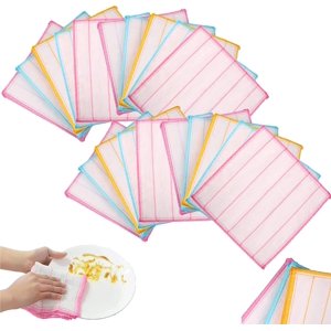 PinesC Tissus de nettoyage en fibre de bois Wipes de nettoyage microfibre Wipes streak Free Réutilisable 20pcs