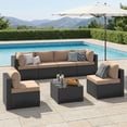 thumbnail image 2 of LazySunsets 7-Piece Outdoor Patio Furniture Set, Wicker Rattan Sectional Sofa Conversation Sets, Beige, 2 of 11