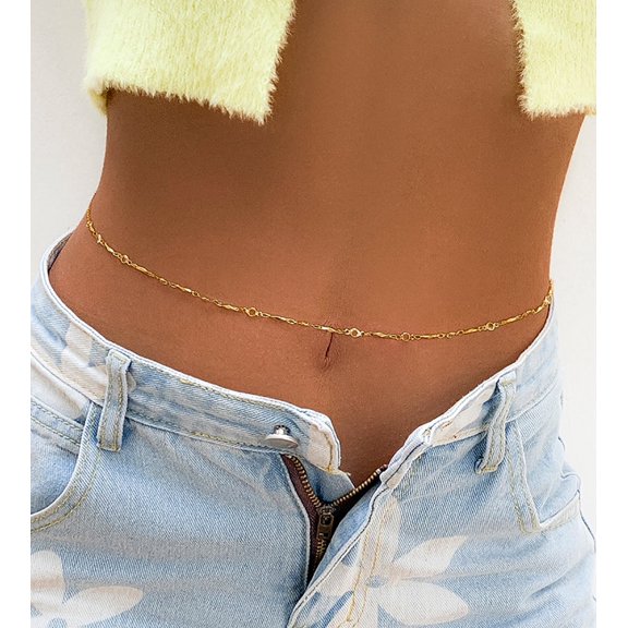 Yoyauz Women's Gold-plated Belt Chain, Simple Single Layer Waist Chain Adjustable Sexy Bikini Waist Chain